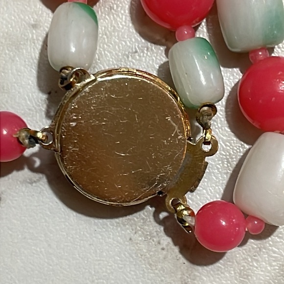 Vintage Pink and Green  fruit colours Beaded Necklace - Picture 6 of 6